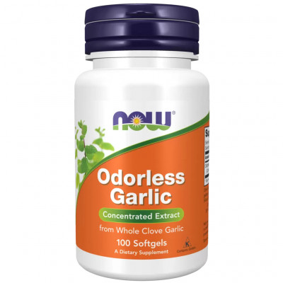 Чесночный порошок без запаха Now Foods Odorless Garlic Orig, 100 мягких гелевых капсул