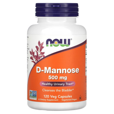 Д-манноза Now Foods D-Mannose, 500 мг, 120 вегетарианских капсул