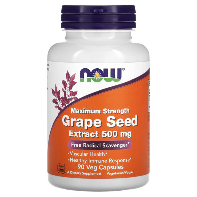 Экстракт виноградных косточек Now Foods Grape Seed Extract, 500 мг, 90 капсул