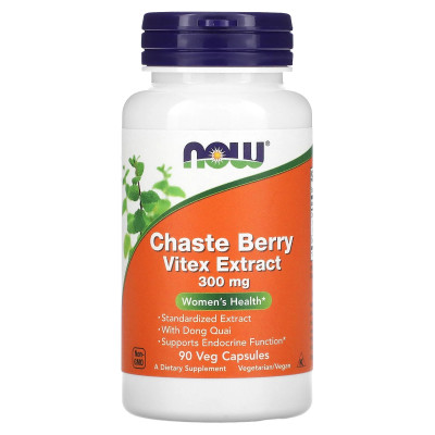 Экстракт ягод витекса Now Foods Chaste Berry Vitex, 90 растительных капсул