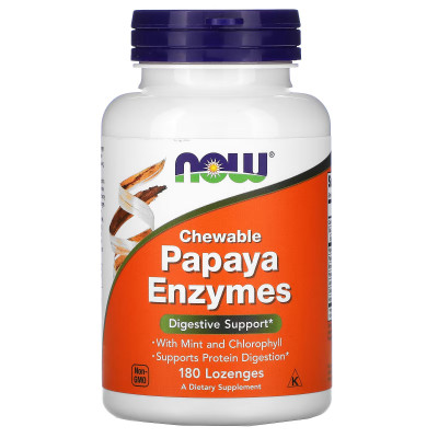 Ферменты папайи Now Foods Papaya Enzyme Chewable, 180 жевательных пастилок