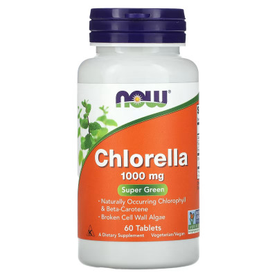 Хлорелла Now Foods Chlorella, 1000 мг, 60 таблеток