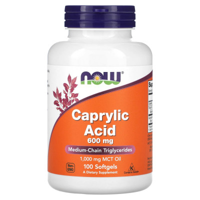 Каприловая кислота Now Foods Caprylic Acid, 600 мг, 100 капсул