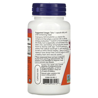 Коэнзим Q10 Now Foods CoQ10, 100 мг, 90 капсул