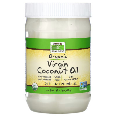 Кокосовое масло первого отжима Now Foods Organic Coconut Oil Virgin, 591 мл