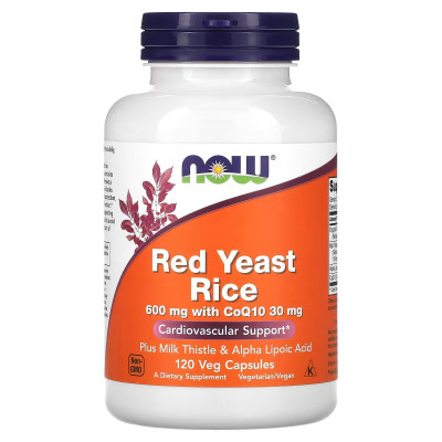 Красный дрожжевой рис + коэнзим Q10 Now Foods Red Yeast Rice with CoQ10, 120 капсул