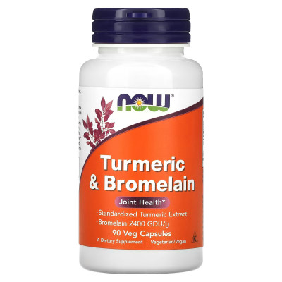 Куркума и бромелаин Now Foods Turmeric & Bromelain, 90 капсул