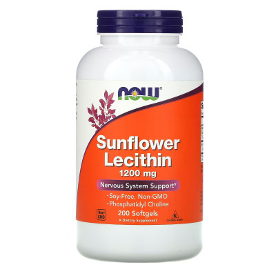 Лецитин подсолнечный Now Foods Sunflower Lecithin, 1200 мг, 200 капсул