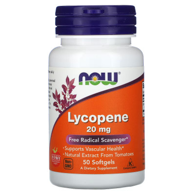 Ликопен Now Foods Lycopene, 20 мг, 50 мягких гелевых капсул