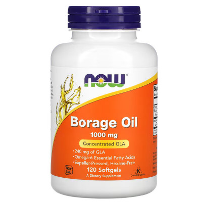 Масло бурачника Now Foods Borage Oil, 1000 мг, 120 капсул