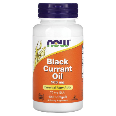 Масло чёрной смородины Now Foods Black Currant Oil, 500 мг, 100 мягких гелевых капсул