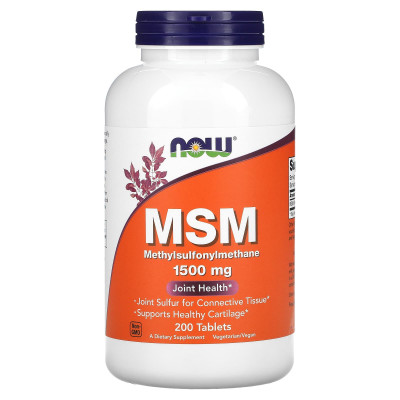 Метилсульфонилметан МСМ Now Foods MSM, 1500 мг, 200 таблеток