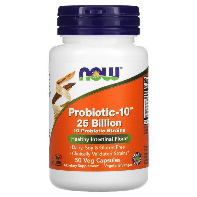 Пробиотик Now Foods Probiotic-10, 25 Billion, 50 капсул
