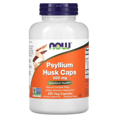 Псиллиум (шелуха семян подорожника) Now Foods Psyllium Husk Caps, 500 мг, 200 капсул