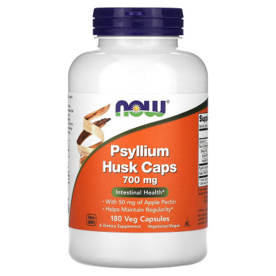 Псиллиум (шелуха семян подорожника) Now Foods Psyllium Husk Caps, 700 мг, 180 капсул