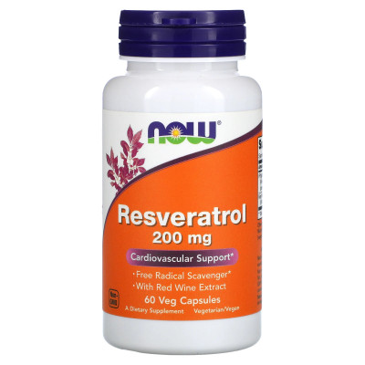 Ресвератрол Now Foods Resveratrol, 200 мг, 60 капсул