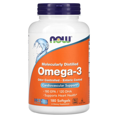 Рыбий жир Омега-3 Now Foods Omega-3, 180 капсул