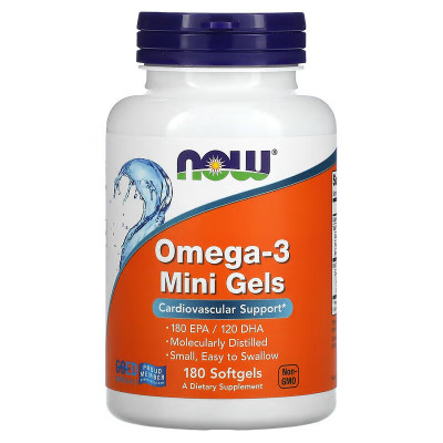 Рыбий жир Омега-3 Now Foods Omega-3, 180 мини-капсул