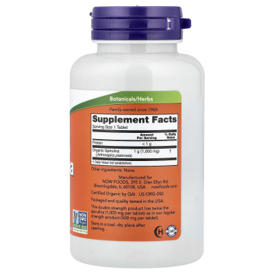 Спирулина Now Foods Spirulina, 1000 мг, 120 таблеток