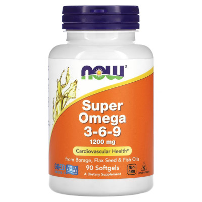 Супер Омега 3-6-9 Now Foods Super Omega 3-6-9, 1200 мг, 90 мягких капсул