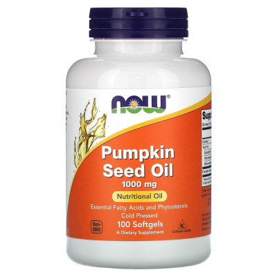 Тыквенное масло Now Foods Pumpkin Seed Oil, 1000 мг, 100 мягких гелевых капсул