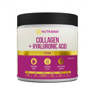 Коллаген с гиалуроновой кислотой Nutraway Collagen + Hyaluronic Acid, 180 г, Груша