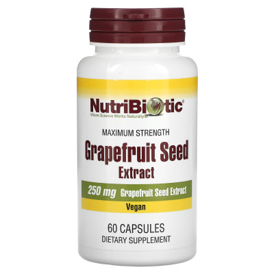 Веганский экстракт семян грейпфрута NutriBiotic GSE, 250 мг, 60 капсул