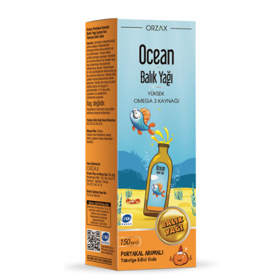 Рыбий жир с омега-3 Orzax Ocean Fish Oil, 150 мл, Апельсин