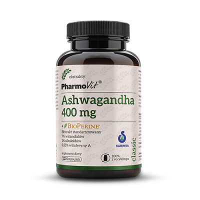 Ашваганда PharmoVit Ashwagandha + BioPerine®, 400 мг, 120 капсул