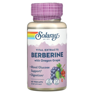 Берберин продвинутая формула в виноградом Solaray Berberine, 250 мг, 60 капсул