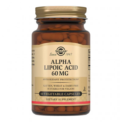 Альфа-липоевая кислота Solgar Alpha Lipoic Acid, 60 мг, 30 капсул