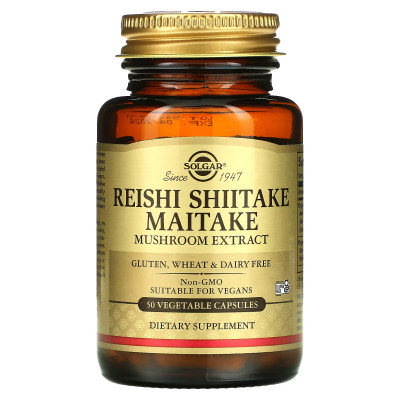 Экстракт грибов рейши, шиитаке и грифолы курчавой Solgar Reishi Shiitake Maitake Mushroom Extract, 50 капсул