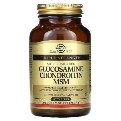 Глюкозамин хондроитин МСМ Solgar Triple Strenght Glucosamine Chondroitin MSM, 60 таблеток