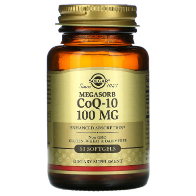 Коэнзим Q10 Solgar Megasorb CoQ10, 100 мг, 60 мягких капсул
