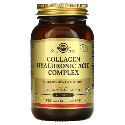 Комплекс с коллагеном и гиалуроновой кислотой Solgar Collagen Hyaluronic Acid Complex, 30 таблеток