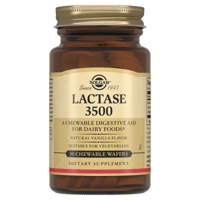 Лактаза Solgar Lactase 3500, 30 жевательных таблеток