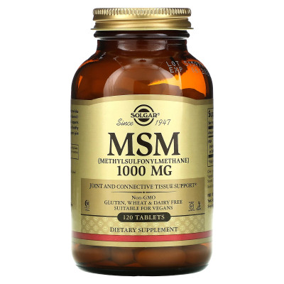 Метилсульфонилметан МСМ Solgar MSM, 1000 мг, 120 таблеток
