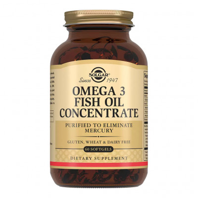Рыбий жир Омега-3 Solgar Omega-3 Fish Oil Concentrate, 60 мягких гелевых капсул