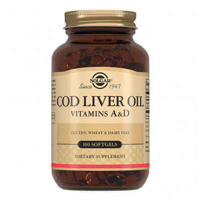 Рыбий жир из печени норвежской трески Solgar Cod Liver Oil, 100 мягких гелевых капсул