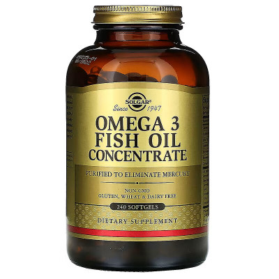 Омега-3 рыбий жир Solgar Omega-3 Fish Oil conсentrate, 240 капсул