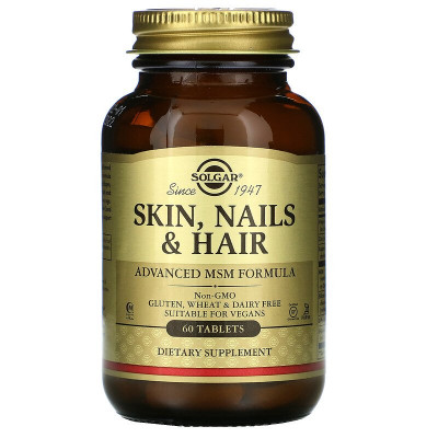 Комплекс витаминов Кожа, Волосы, Ногти Solgar Skin, Nails & Hair, Advanced MSM Formula, 60 таблеток