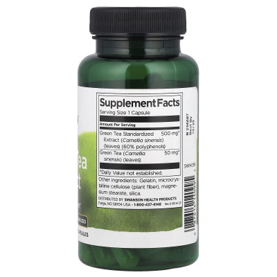 Экстракт зеленого чая Swanson Green Tea Extract, 500 мг, 60 капсул