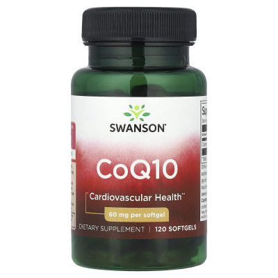 Коэнзим Q10 Swanson CoQ10, 60 мг, 120 мягких гелевых капсул