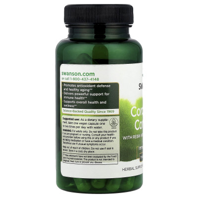 Комплекс кордицепса с грибами рейши и шиитаке Swanson Cordyceps Complex with Reishi and Shiitake Mushrooms, 60 капсул