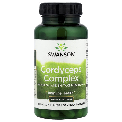 Комплекс кордицепса с грибами рейши и шиитаке Swanson Cordyceps Complex with Reishi and Shiitake Mushrooms, 60 капсул