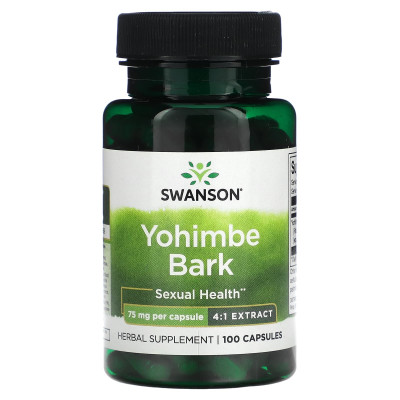 Кора йохимбе Swanson Yohimbe Bark, 75 мг, 100 капсул