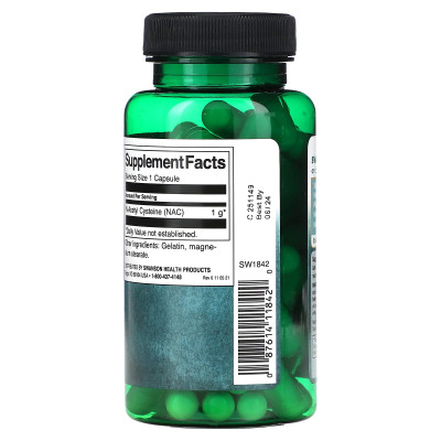 N-ацетилцистеин Swanson N-Acetyl L-Cysteine, 1000 мг, 60 капсул