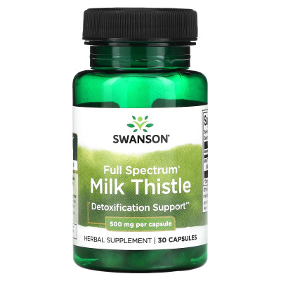 Расторопша полного спектра действия Swanson Full Spectrum Milk Thistle, 500 мг, 30 капсул