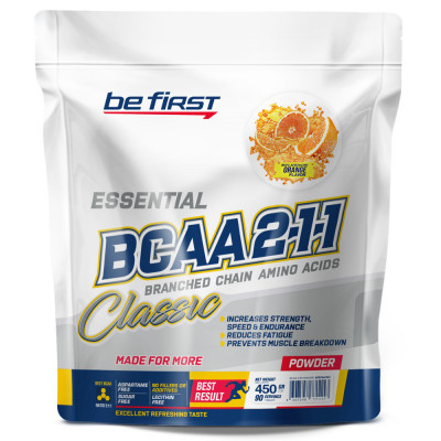 БЦАА Be First BCAA 2:1:1 Classic powder, 450 г, Апельсин