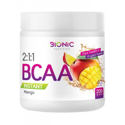 БЦАА Bionic Nutrition BCAA 2:1:1 Instant powder, 200 г, 40 порций, Манго
